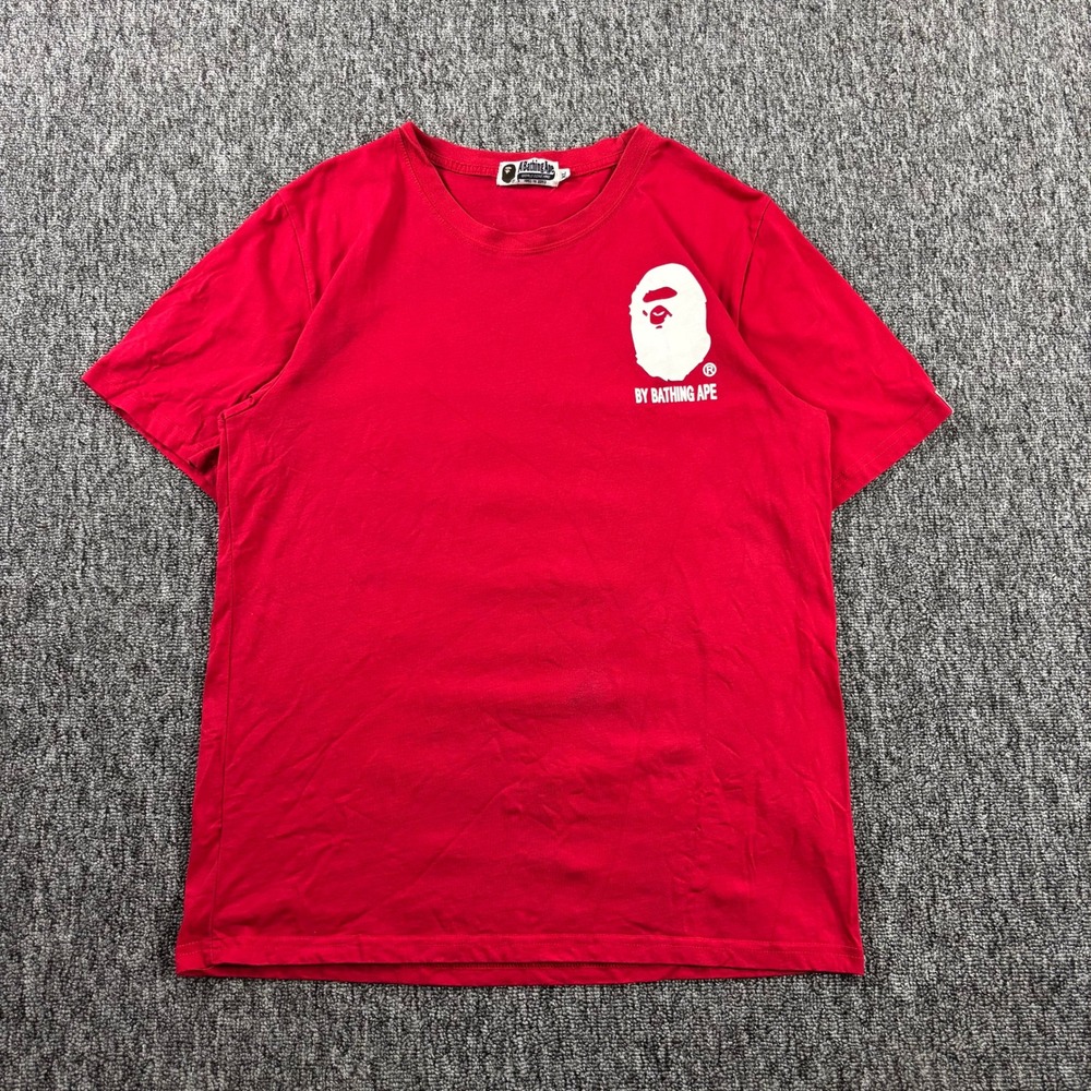 A Bathing Ape x Champion Ape Head Graphic Skater T-Shirt Streetwear Red Men XL